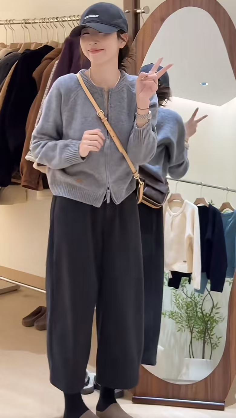 Autumn Knit Sweater and Wool Wide-Leg Pants Set – Style 587cb9